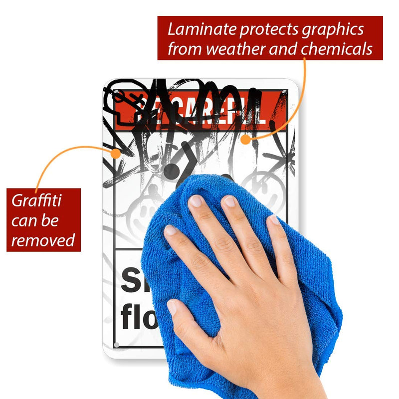 SmartSign 10 x 7 inch “Be Careful - Slippery Floor” Metal Sign, 40 mil Laminated Rustproof Aluminum, Red, Black and White
