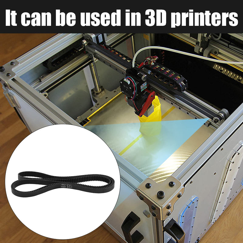 [Australia - AusPower] - GT2 Timing Belt 760mm Black Cogged Rubber Geared Belt 6mm Cog Drive Belt for 3D Printers (760-2GT-6) 