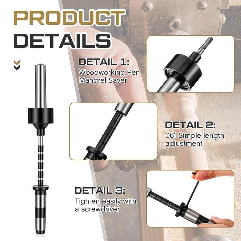 [Australia - AusPower] - 2MT Pen Mandrel Pen Turning Kit Pen Kits for Woodturning Pen Making Supplies with Mandrel Saver and 5 Bushings Wood Turning Pen Kits 