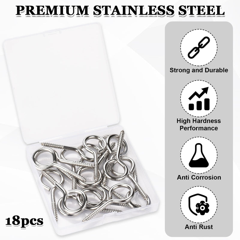 [Australia - AusPower] - YGAOHF18 Pack 2.5 Inch Eye Bolts Screw in Heavy Duty - 304 Stainless Steel Eye Hooks for Securing Cables Wires, Hanging Lights, Indoor & Outdoor Use (Silver) Silver 