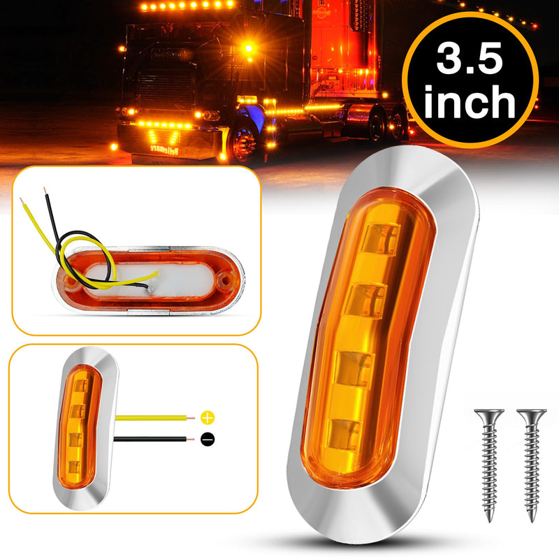[Australia - AusPower] - LOQOMI 20 PCS 3.5 inch LED Trailer Lights Kit with Chrome Bezel, Front Rear Side Marker Clearance Indicators Light Lamp, Amber + Red Dc12-24V Waterproof Universal Accessories (With Screws) 20PCS (3.5inch) Amber+Red 