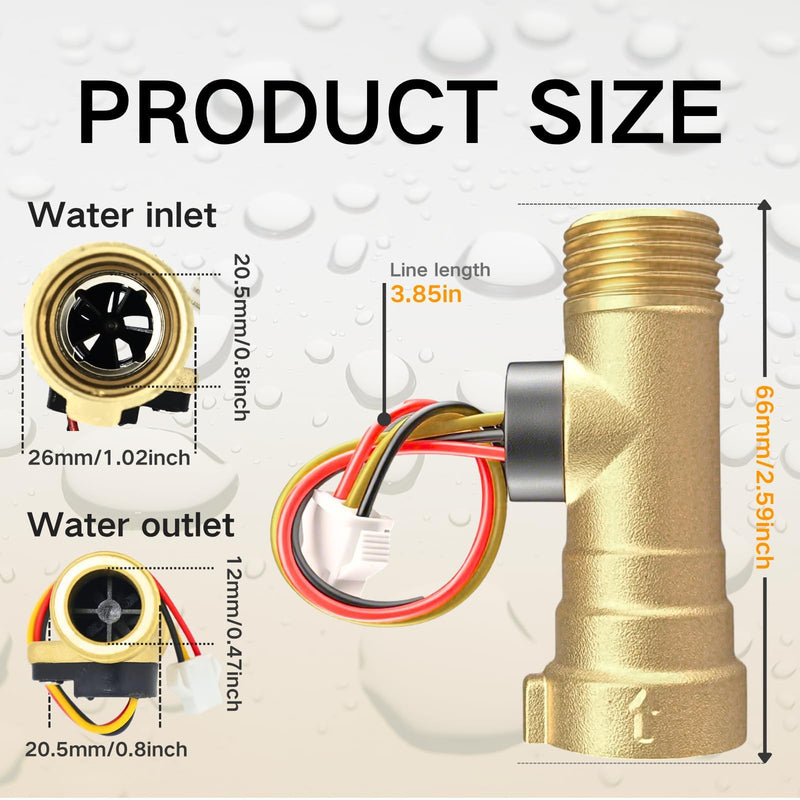 [Australia - AusPower] - Water Flow Sensor Replacement for RV Tankless Water Heater, Compatible with Girard GSWH-2, Replace Part Number 2022107584, 2GWH-24, Brass 