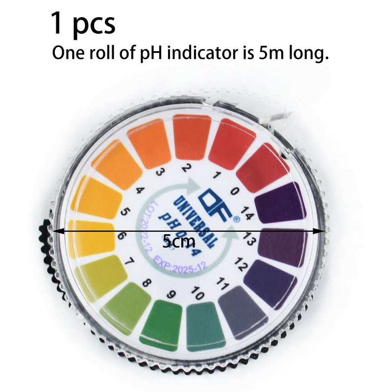[Australia - AusPower] - 1 Roll pH Test Strips 5 m/Roll, Measuring Range 0-14, pH Paper Drinking Water on Roll, Litmus Indicator, Universal Paper, Overacidity, Body Determination, pH Value, Acid Test 