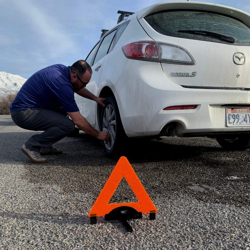 [Australia - AusPower] - Emergency Warning Triangle by Lumen Wand Store for Road Side Safety, Vehicle Breakdown, and Hazard Marking - Internal LED Illumination Combined with External Reflectivity, 1 
