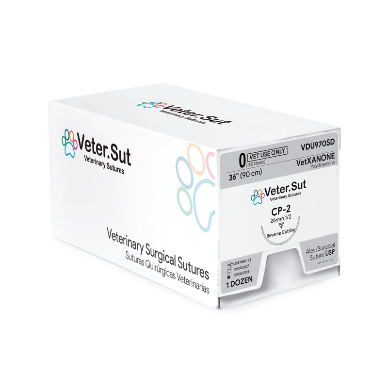 [Australia - AusPower] - VeterSut VetXANONE Absorbable Polydioxanone Surgical Suture USP Size 0, (CP-2) 1/2 26mm Reverse Cutting Needle, 36 Inches (90 cm), 12 Count, Veterinary Use 