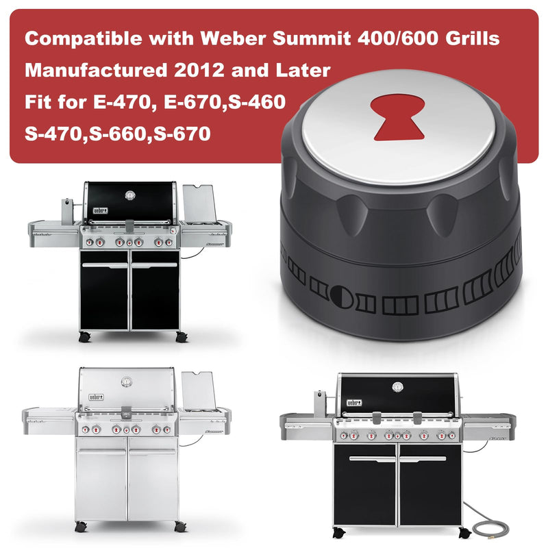 [Australia - AusPower] - 2025 Upgraded 91538 Gas Control Knobs - 4 Pack, Compatible with Weber Summit 400/600 Grills (2012+), Fits E-470/670, S-460/470/660/670, Lighted Control Knobs 