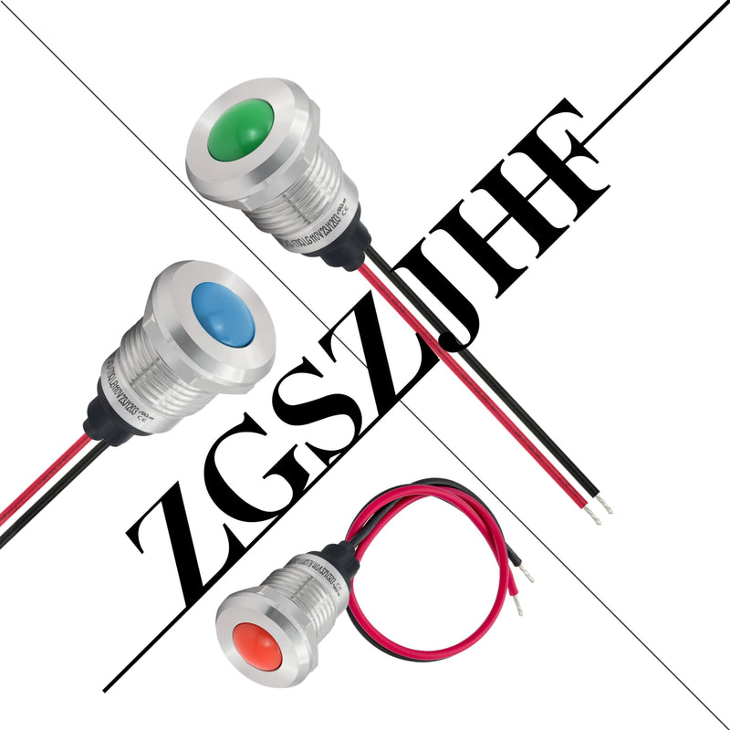 [Australia - AusPower] - Indicator Light 12mm 0.47" LED Lamp with 140mm/5.5" Wire Pilot Lights Waterproof IP67 Metal Stainless Steel Signal Indicator Lamp Panel 2PCS (Green, 110V-120V AC/DC) Green 