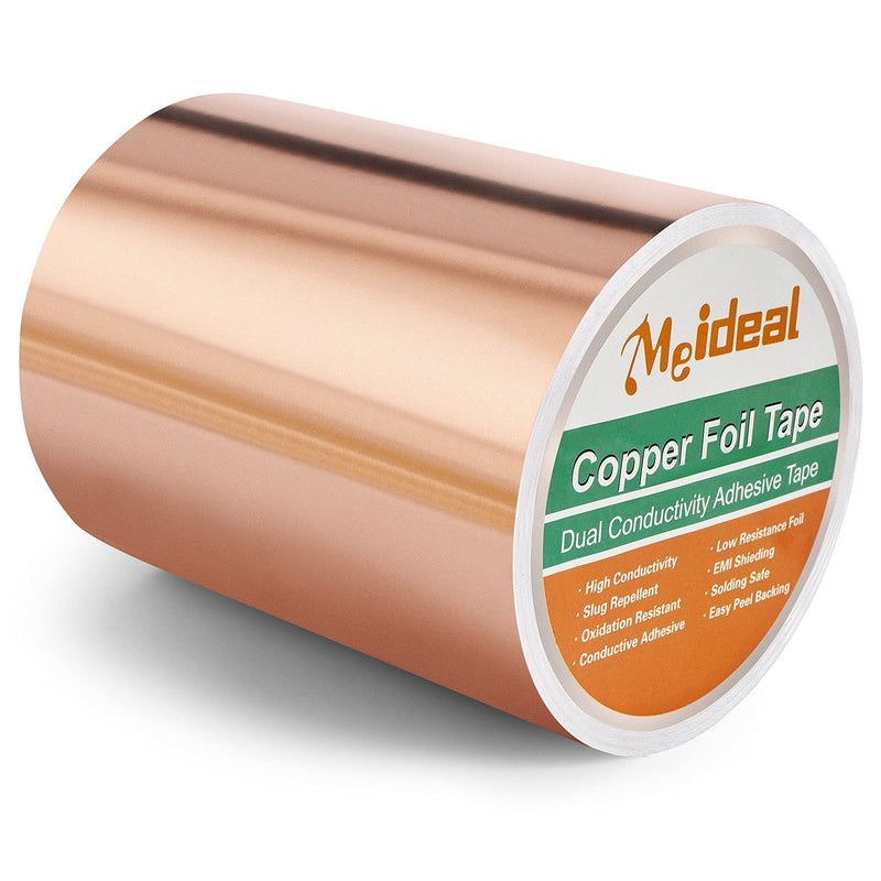 Copper Foil Tape (5inch X 33 FT) with Dual Conductive Adhesive Copper Tape for Guitar, Electrical Repairs, Arts & Crafts, Stained Glass, Paper Circuits, Soldering, Grounding, Home Decor 5" X 396"