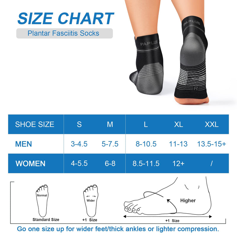[Australia - AusPower] - Plantar Fasciitis Sock (6 Pairs) for Men and Women, Compression Foot Sleeves with Arch and Ankle Support (Black, Large) Black(6 Pairs) 