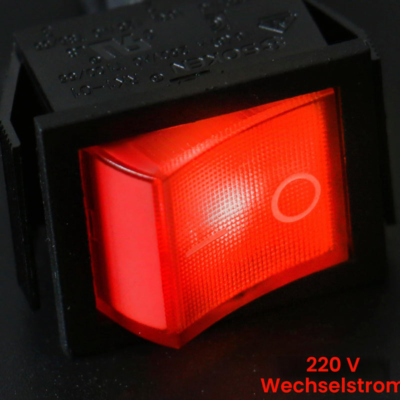 Heschen Rocker Switch ON-OFF DPST 4 Terminals Red Light 16A 250VAC with Waterproof Cover 1