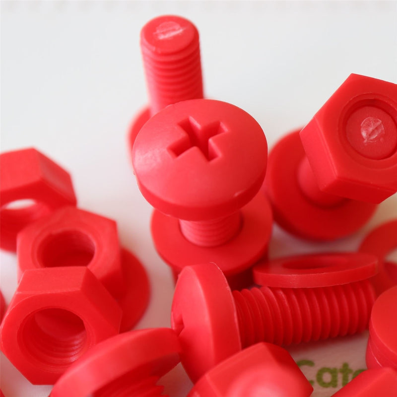 [Australia - AusPower] - 20 x Red Pan Head Screws Polypropylene (PP) Plastic Nuts and Bolts, M8 x 20mm, Washers, 5/16 x 25/32 