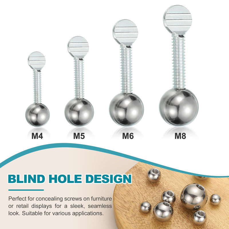 [Australia - AusPower] - PATIKIL 12pcs M6 x 15mm Ball Nuts Knob, 304 Stainless Steel Round Solid Silver Light Fixture Decorative Screw Cap Cover Machinery Hardware M6x15mm 12 