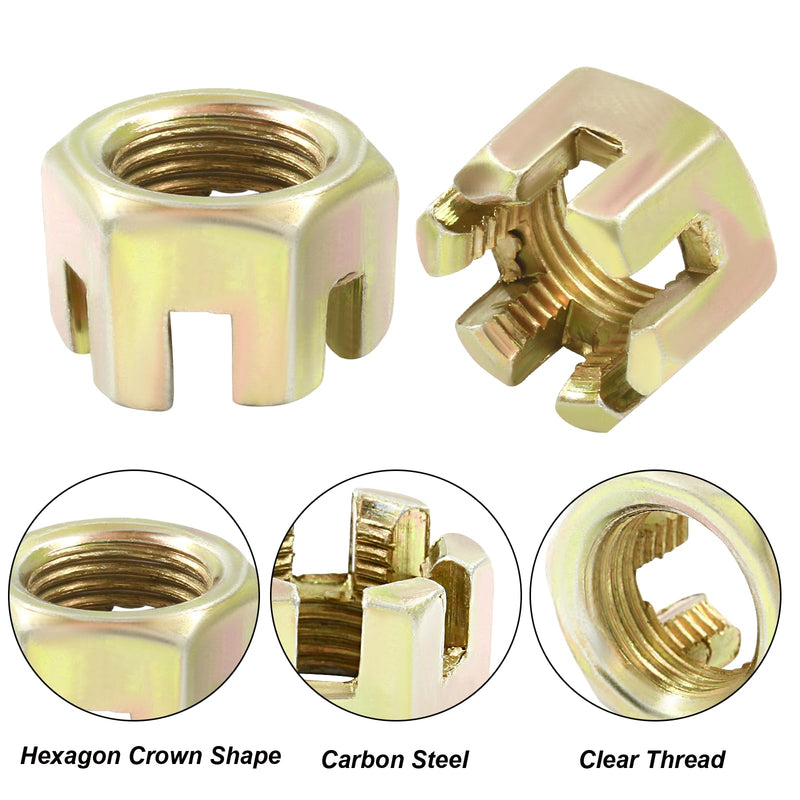 [Australia - AusPower] - 5Pcs M16 x 1.5mm Pitch Hex Slotted Castle Nut,Grade 4.8 Carbon Steel Hexagon Castle Nuts for Wheel Bearings,Mechanical Equipment,Chromatic M16 x 1.5mm,5Pcs Chromatic 