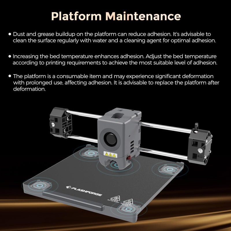 FLASHFORGE Adventurer 5M Series Smooth PEI Platform, Tool-Free Model Removal, Automatic Separation After Cooling, Glue-Free Printing for PLA and TPU Filament Smooth PEI Plate