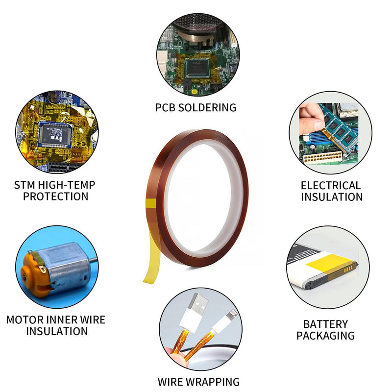 [Australia - AusPower] - Heat Tape for Sublimation,Heat Press,Heat Transfer Polyimide 500? High Temperature Resistant Kapton Thermal Insulation Shield Tape with Silicone Adhesive (10mm 2 Rolls) 10mm 2 Rolls 