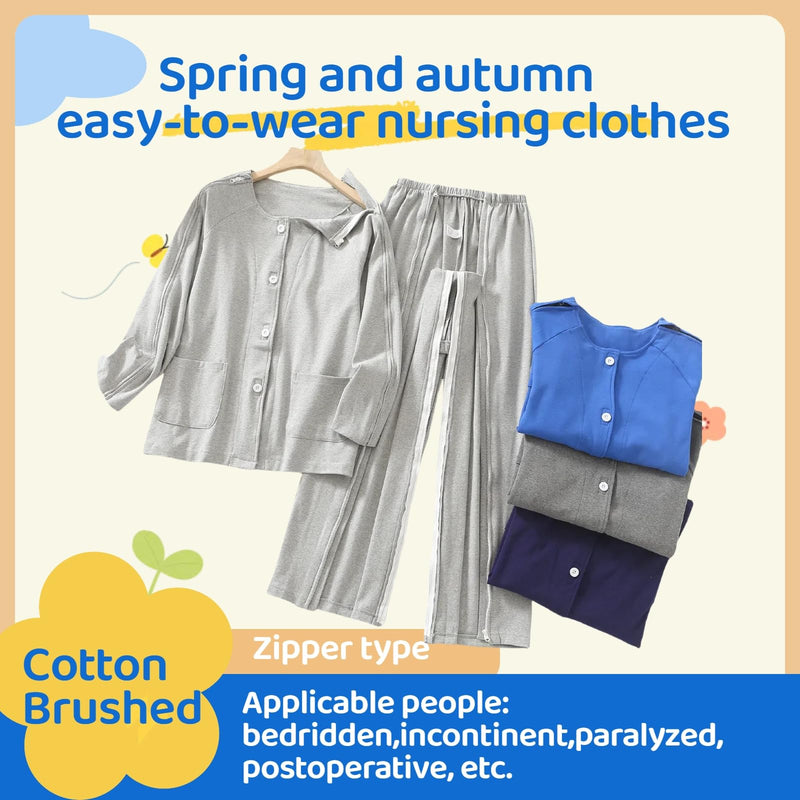 [Australia - AusPower] - Bedridden Patient Clothing,Tear Away Suit, Fully Open Adaptive Chemo Clothing,Four Seasons Pink-women Medium 