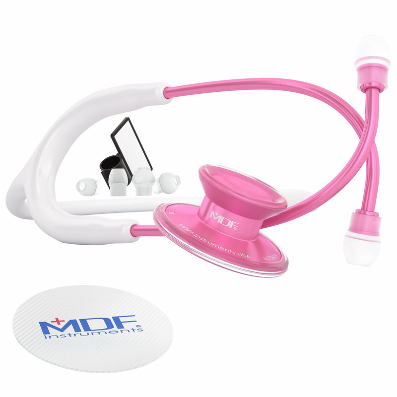 [Australia - AusPower] - MDF Instruments Acoustica Lightweight Stethoscope for Doctors, Nurses, Students + Stethoscope Hard Travel Carrying Case, Medium 