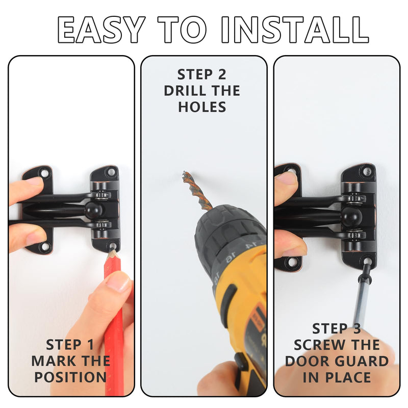 WellMade Swing Bar Door Lock Latch,Door Security Latch for Kids Safety and Home Security, Reinforcement Door Latch Guard Clasp（Oil Rubbed Bronze，4 Pack) 4 Pack Oil Rubbed Bronze
