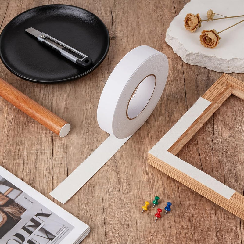 BENECREAT 10.94Yard White Polyester Felt Tape, 1.18 Inch Wide Self Adhesive Felt Tape for Furniture Chairs Door Window Wall Hardwood Floors Protecting