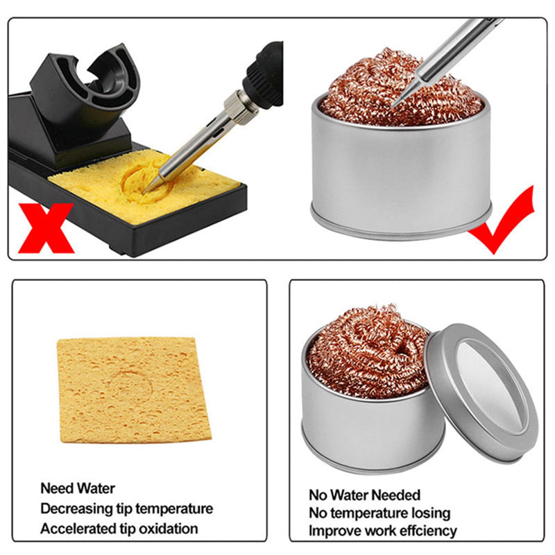 Haiki Metal Wire Cleaner Iron Soldering Waste Absorption Iron Cleaner Soldering Iron Tip Cleaner Storage