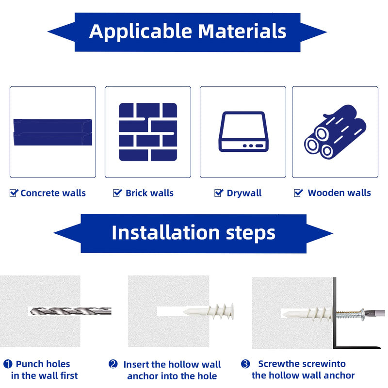 [Australia - AusPower] - 260 PCS Self Drilling Drywall Anchors, 3 Sizes Nylon Plastic Wall Anchors with Screws for Drywall, No Pre Drill Hole Preparation Required, 10x35mm, 13x42mm, 15x32mm 