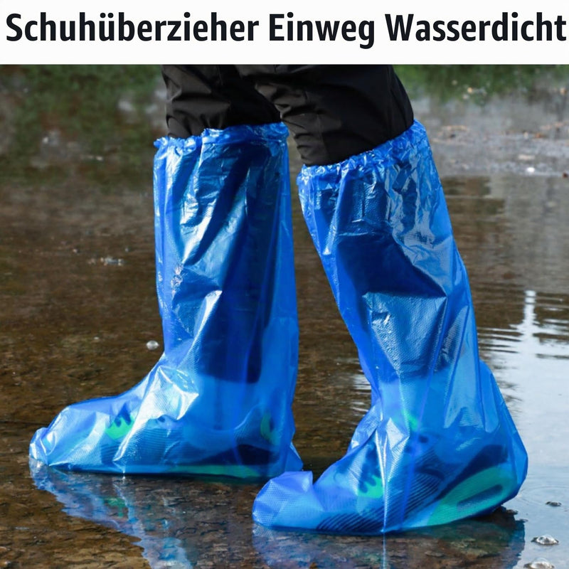 10 Pairs of Disposable Boot Covers, Blue Overshoes, Disposable Overshoes with Elastic Band, Disposable Overshoes, Rain Overshoes, Waterproof Rain Shoe Covers for Men and Women (50 cm) 10