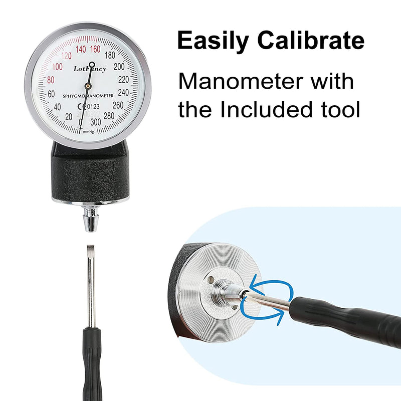 [Australia - AusPower] - LotFancy Aneroid Sphygmomanometer, Large Adult Cuff (13" to 20"), Professional Manual Blood Pressure Monitor, Nurse BP Monitor, Durable Carrying Case Included, L Cuff L Cuff (13"-20") Black 