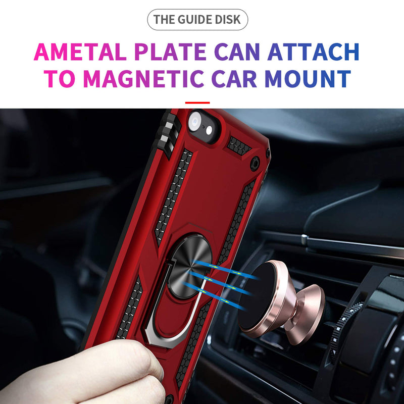 [Australia - AusPower] - ULAK Compatible with iPod Touch 7 Case/iPod Touch 6 Case with 2 HD Screen Protectors, Hybrid Rugged Shockproof Cover with Built-in Kickstand for iPod Touch 7th/6th/5th Generation (Red) Red 