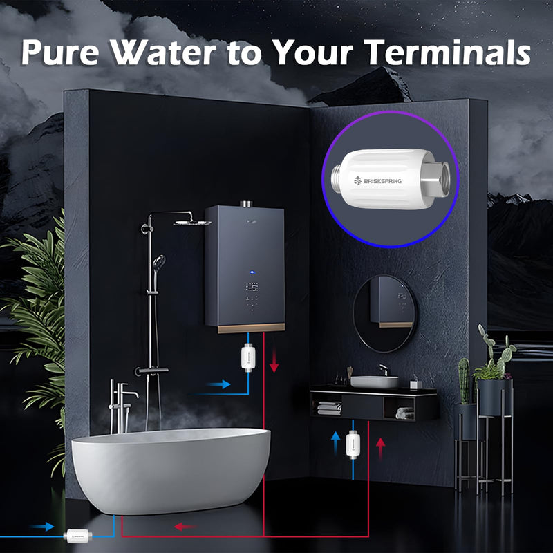 [Australia - AusPower] - Salt Free Water Descaler, Water Heater Softener, Prevent Scale Buildup On Water Heaters, Faucet, Smart Toilet & Washer, Scale Inhibitor Inline Water Descaler System, 1/2" Connector K1 