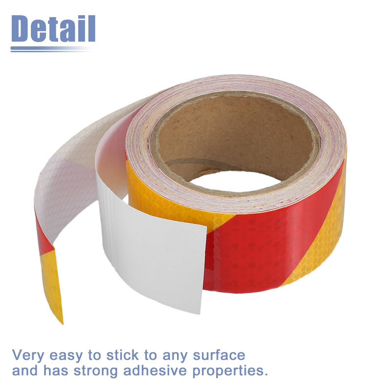 ACROPIX Universal 5cmx10m Yellow and Red Twill Car Reflective Stickers Reflective Tape Safety Warning Reflective Protector - Pack of 1