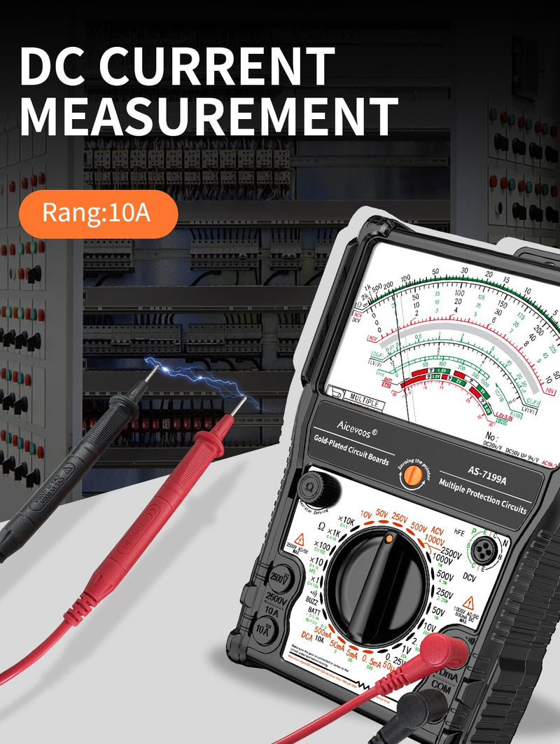 [Australia - AusPower] - Analog Multimeter AS-7199A, Pointer Multimeter, AC DC Volt 2500V, DC Current 10A, Rx 100K, Batt Tester, Diode/LED Testing, Remote Control Detection, 11 Function, 24 Range 