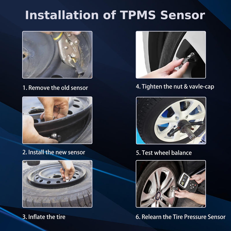 TPMS Sensors 4-Pack 433MHz Pre-Programmed Tire Pressure Sensor Compatible with Chrysler 200 Jeep Compass Grand Cherokee Dodge Dart Fiat Replace OE# 68313387AC 68193586AC 68252493AB 4 PCS