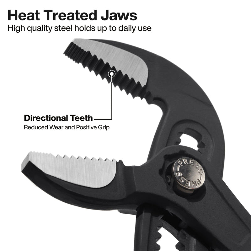 Klein Tools D5052BSKIT Straight Jaw Quick-Adjust Pump Pliers Set, 7-Inch and 10-Inch Adjustable Pliers Set, Heavy-Duty Hand Tool with Serrated Teeth 7-Inch & 10-Inch