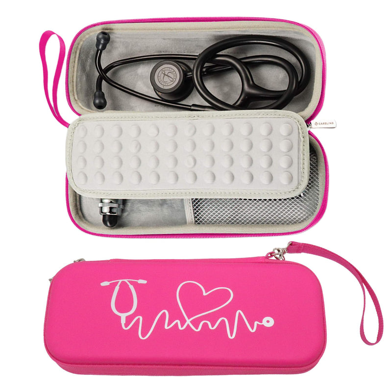 [Australia - AusPower] - Neon Pink Stethoscope Case for 3M Littmann Classic III, Lightweight II S.E, MDF Acoustica Stethoscope - ID Slot and Pockets for Nursing Accessories - Hard Case Holder for Nurse - (Pink - Pu Leather) Pink - Pu Leather 