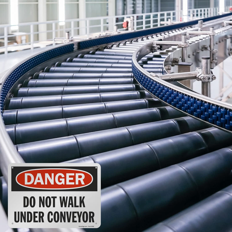 SmartSign "Danger - Do Not Walk Under Conveyor" Sign | 7" x 10" Aluminum