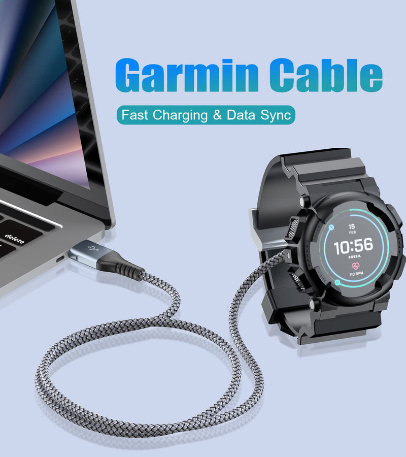 [Australia - AusPower] - Garmin Watch Charger Cable [2-Pack,4ft] Compatible with Garmin Fenix 7 7X Pro 6 6X 5 5S 5X,Forerunner 965 955 945 265 245 55 45,Approach S70 S62 S60,Vívoactive 5 4s 3,Venu Sq 3 2S,Epix Instinct Tactix 4ft+4ft Grey 