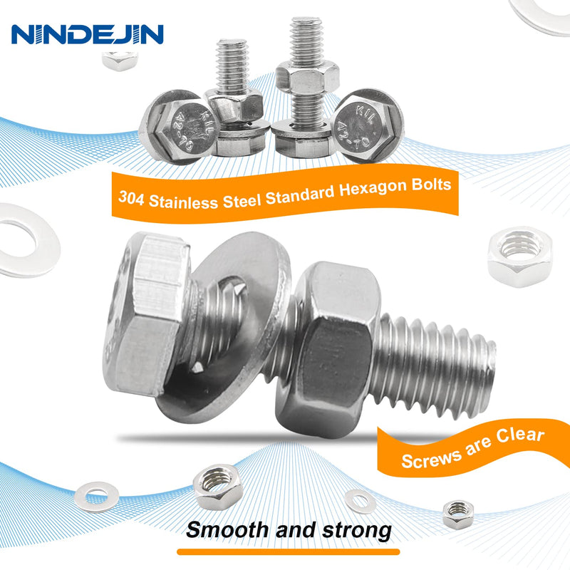[Australia - AusPower] - NINDEJIN 552 PCS M3 M4 M5 M6 Hex Head Bolts and Nuts Set, 304 Stainless Steel External Hexagonal Bolts Set with Nuts and Washers, Heavy Duty Hex Head Cap Bolts and Nuts Kit with Storage Box 