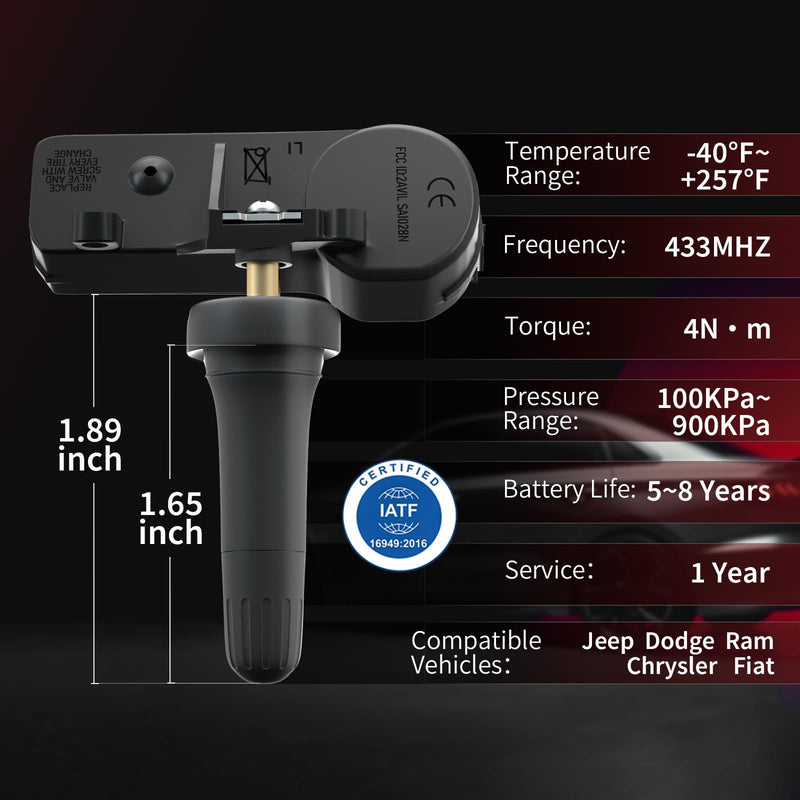 [Australia - AusPower] - Marsflex TPMS Tire Pressure Sensor - Fit for Dodge Chrysler Fiat Jeep Grand Cherokee Ram 1500, Tire Pressure Monitoring System 433MHz Set of 4, OE 56029398AA 56029398AB 68241067AA 68241067AB 
