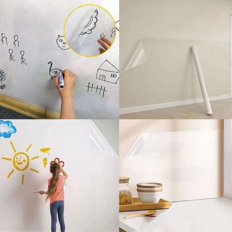 Clear Electrostatic Wall Protector, Static Cling Removable Kitchen Backsplash Film, No-Residue Contact Paper for Scuff & Oil Protection 15.7in x 39.4in 40cm X 1m