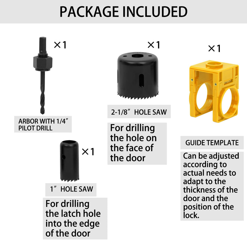[Australia - AusPower] - RKK Door Lock Installation Kit - Deadbolt & Door Knob Hole Saw Kit - Yellow 