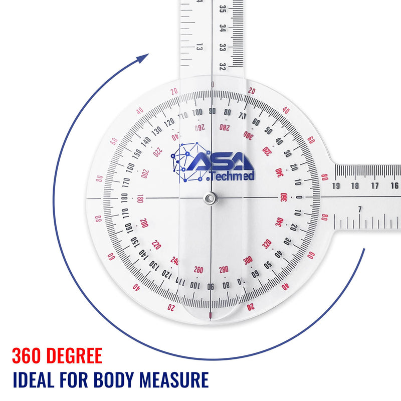[Australia - AusPower] - ASA TECHMED 3 Pcs Goniometer Set, 12, 8, 6 Inch Medical Spinal Goniometer Angle Protractor Angle Ruler 