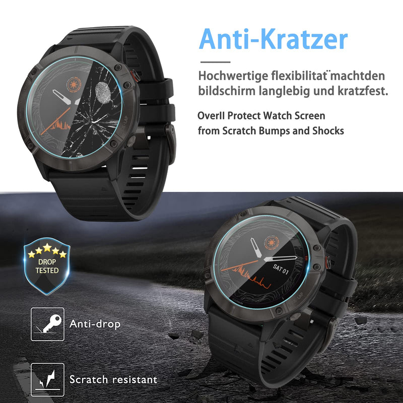 [Australia - AusPower] - Suoman 4-Pack for Garmin Fenix 6X Pro / 6X Pro Solar / 6X Sapphire Screen Protector, 2.5D 9H Hardness Tempered Glass for Garmin Fenix 6X Pro / 6X Pro Solar / 6X Sapphire Smartwatch Clear*4 