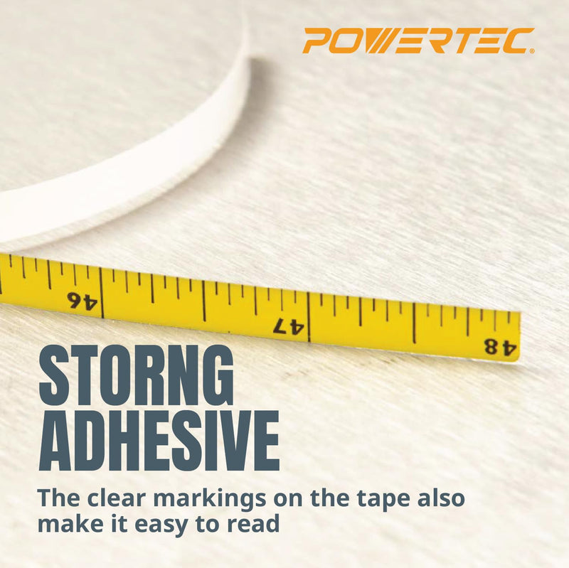 [Australia - AusPower] - POWERTEC 4' Measuring Tape with Adhesive Backing & Insert w/Scale Kit, Table Saw & Miter Saw Accessories, Left to Right Imperial Tape Measure for T Track, Woodworking Tools & Jigs (71331) 