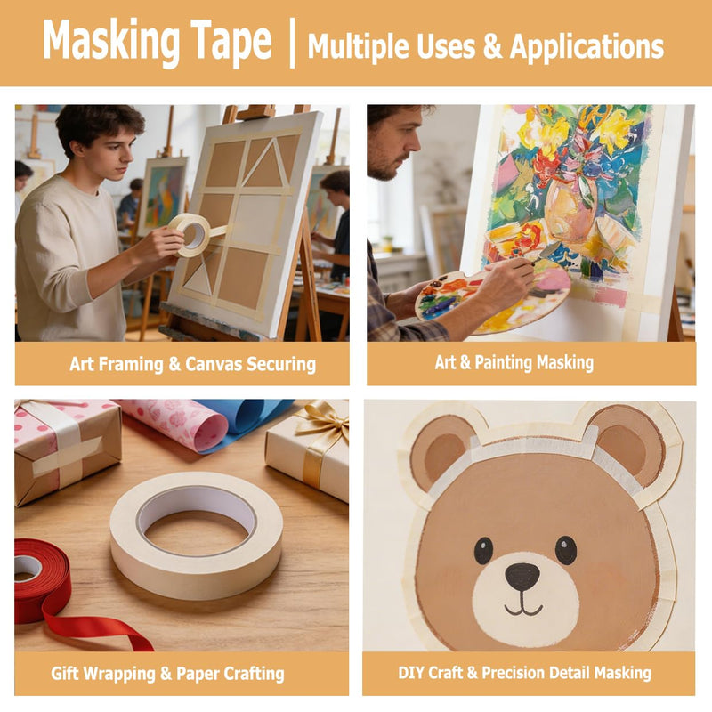 OurAura White Masking Tape, 0.75 Inch Wide x 55 Yards x 10 Rolls, Bulk Crepe Paper Painters Tape for Paint Work, Home Projects, Art Craft, School and Office (550 Yards Total) 0.75 Inch x 10 Rolls