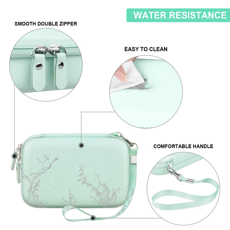 [Australia - AusPower] - Hard Travel Case for T02 Mini Printer Sticker Printer, Wireless Mini Sticker Printer Machine Storage Holder Protection Case with Zipper Mesh Pocket fit Thermal Paper, Charging Cable, Green 