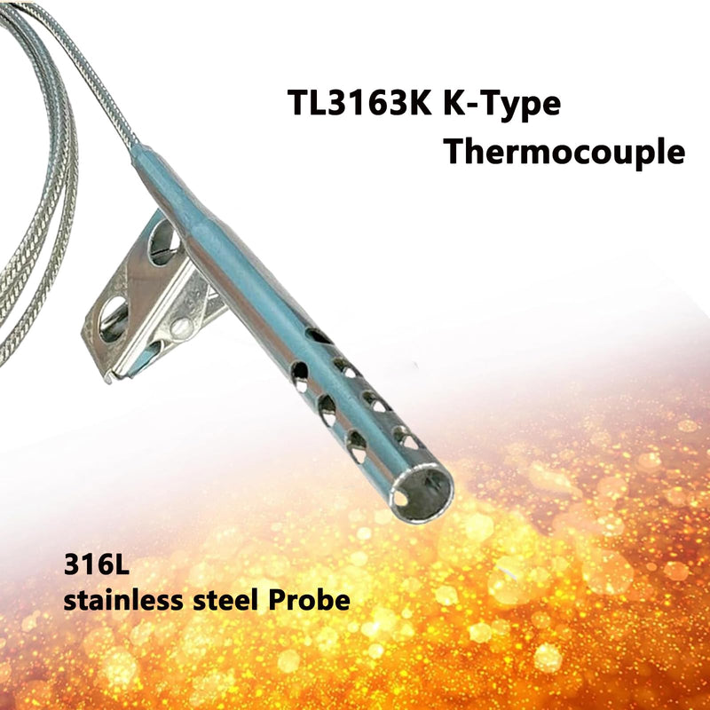 [Australia - AusPower] - TL3163K k-Type thermocouple air Probe Stainless Steel Open Hole Clip for Air Temperature -40°F to 890°F 