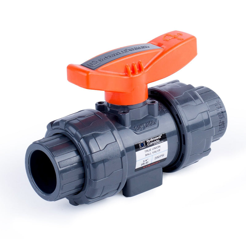 [Australia - AusPower] - Kaplan 3/4" PVC True Union Ball Valve with Full Port, ASTM F1970, EPDM O-Rings and reversible PTFE Seats, rated at 200 PSI @73F, gray, 3/4 inch Socket (3/4") 0.75 Inch 