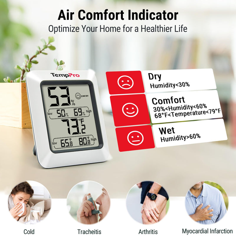 TempPro TP50 Digital Hygrometer Indoor Thermometer Room Thermometer and Humidity Gauge with Temperature Humidity Monitor(Previously ThermoPro) 1 Classic
