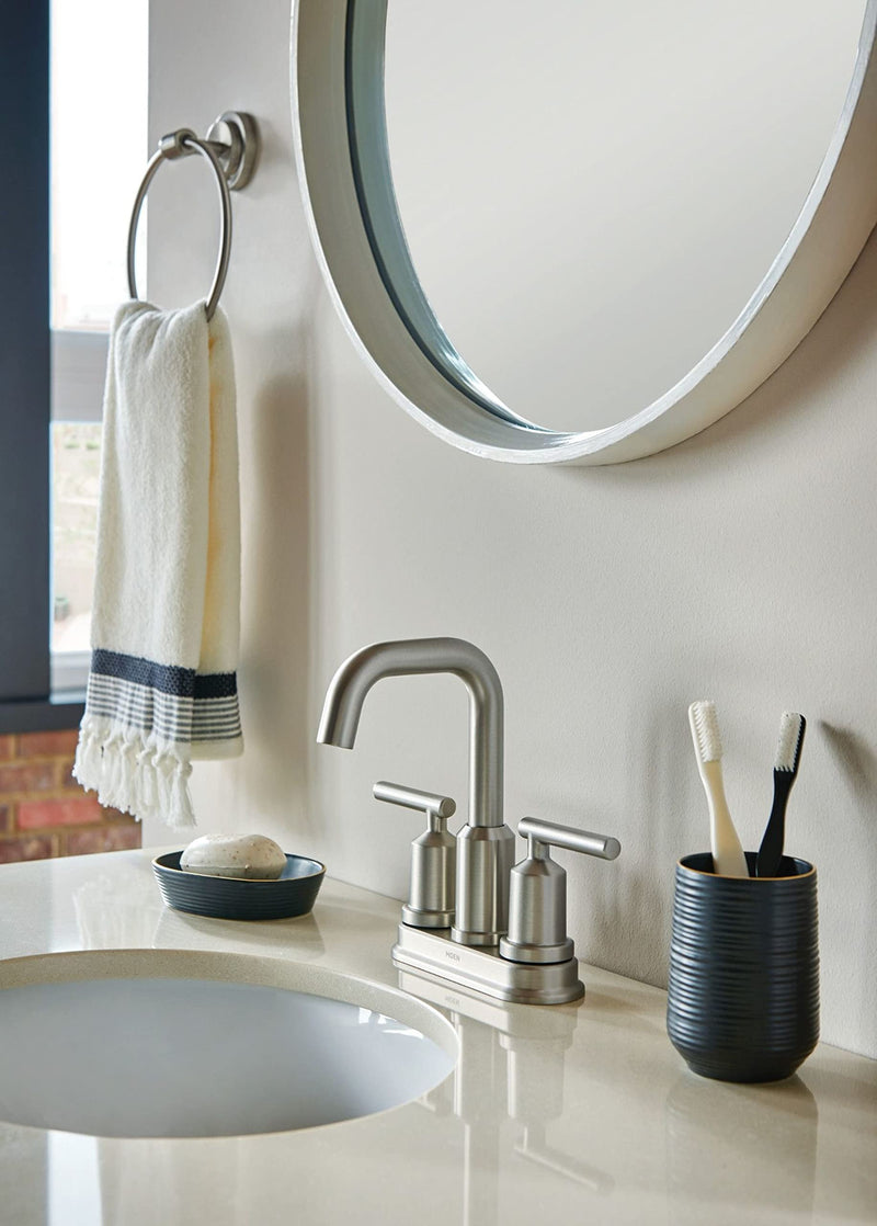 Moen DN0786BN Iso Bathroom Hand Towel Ring, Brushed Nickel 1 Count (Pack of 1)