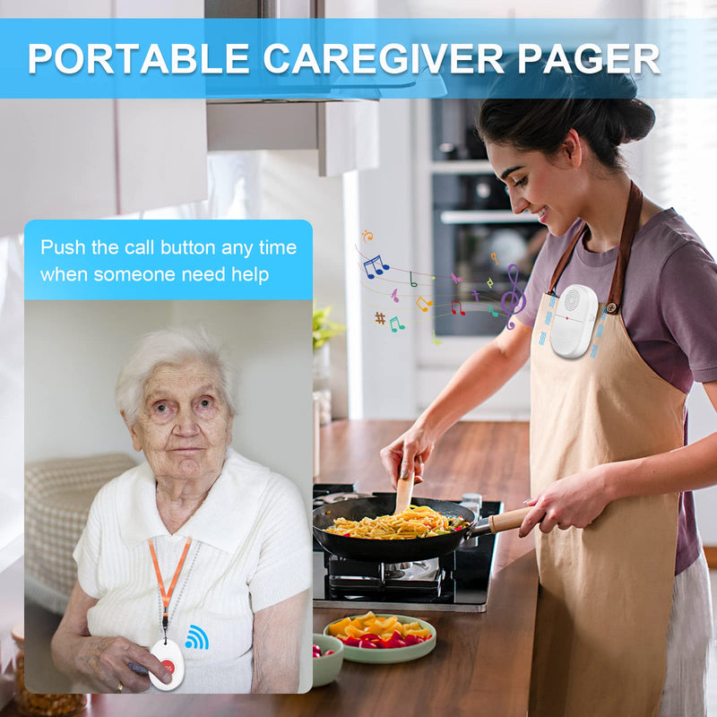 [Australia - AusPower] - ChunHee Wireless Caregiver Pager Call Button Nurse Alert System Call Bell for Home/Elderly/Patient Emergency Vibration Pager 1 Transmitter+1 Receiver(800+Feet Operating Range) 1Transmitter+1Receiver 